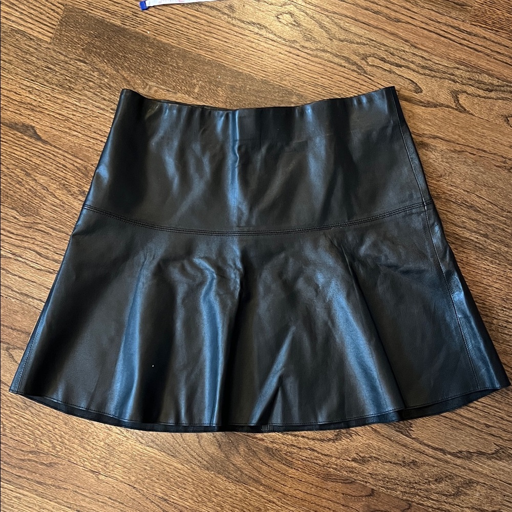 Vince Black A-Line Leather Skirt